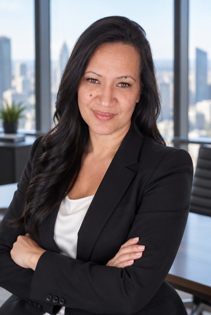 Jane Henry in a black blazer with arms folded